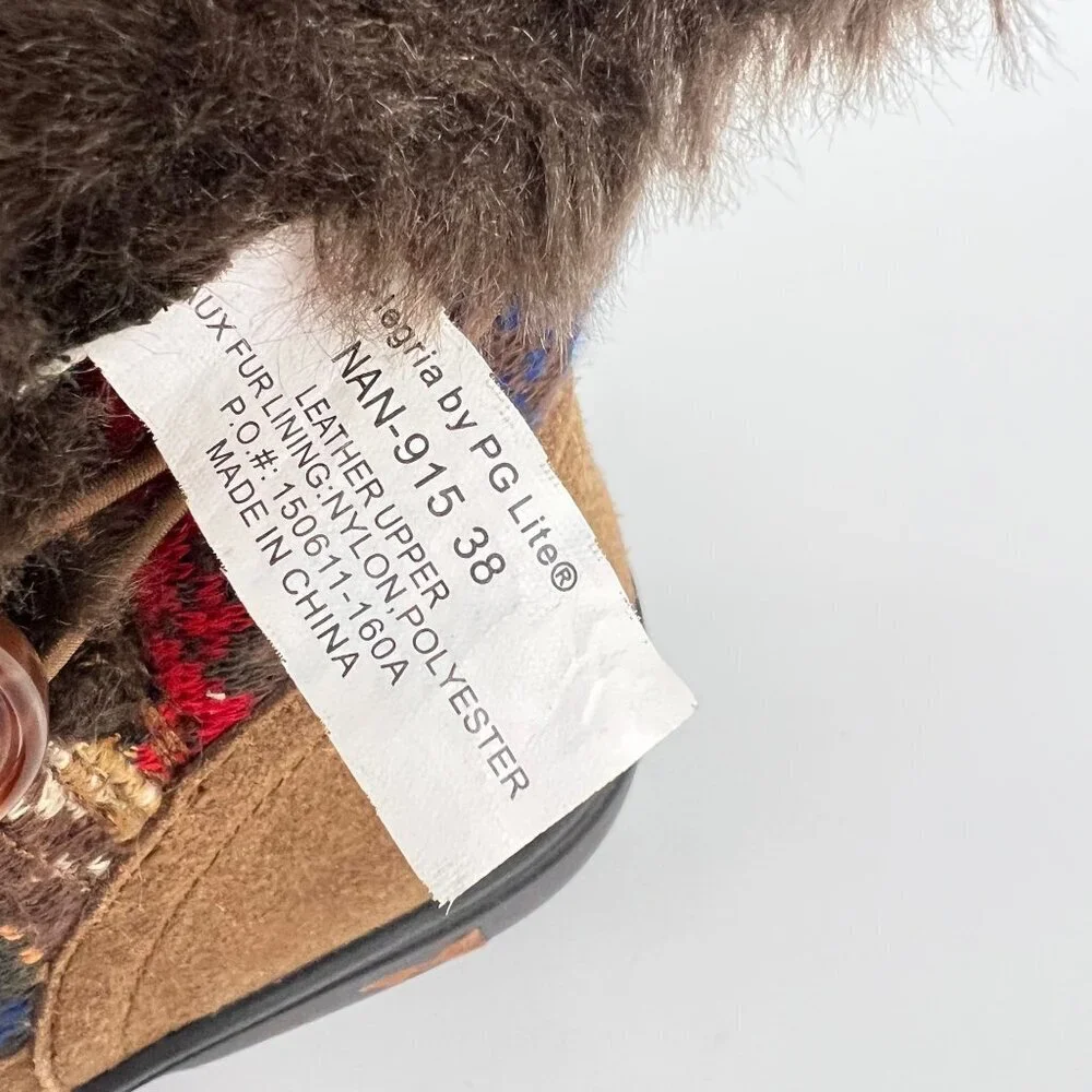 Alegria Nanook Cozy‎ Choco Boots Brown Suede Leather Tribal Faux Fur 38 8